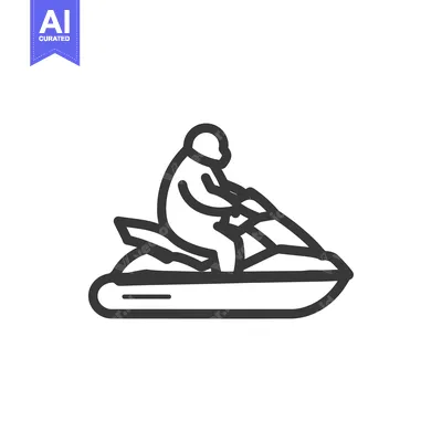 Aset desain premium: Line Art Illustration of a Person Riding a Jet Ski