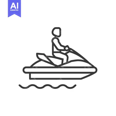 Popular premium asset: Line Art Illustration of a Person Riding a Jet Ski