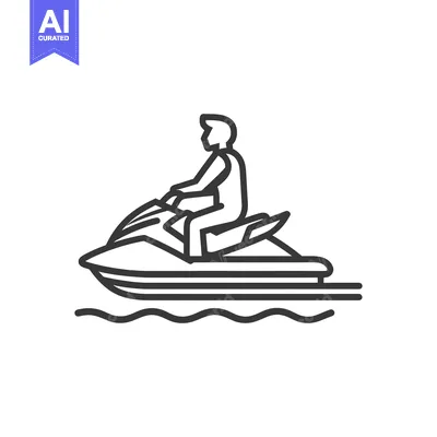 Popular premium asset: Line Art Illustration of a Person Riding a Jet Ski