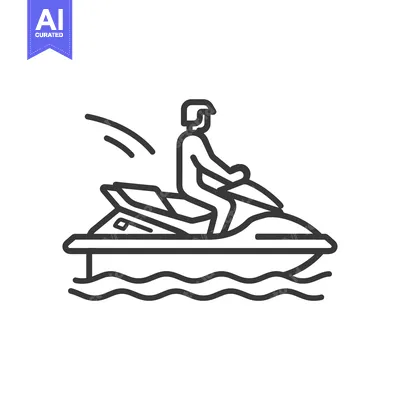 Aset premium populer: Line Art Illustration of a Person Riding a Jet Ski