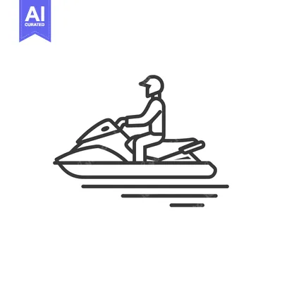 Aset premium populer: Line Art Illustration of a Person Riding a Jet Ski