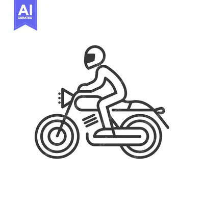 Premium design asset: Line Art Illustration of a Person Riding a Motorcycle