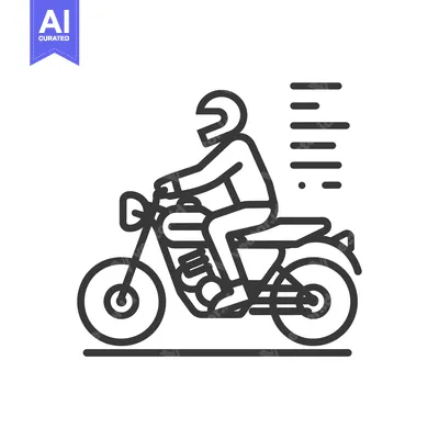 Popular premium asset: Line art illustration of a person riding a motorcycle