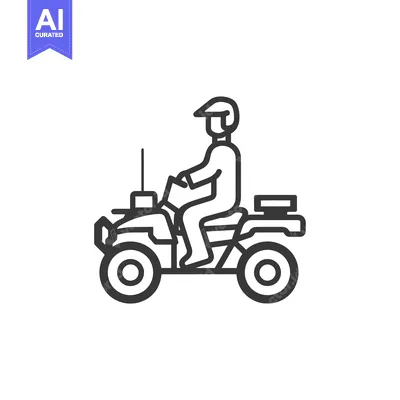 Aset premium populer: Line Art Illustration of a Person Riding an ATV