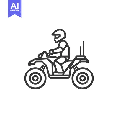 Aset desain premium: Line art illustration of a person riding an ATV