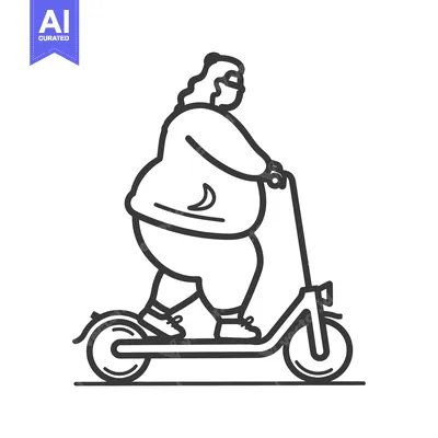 Aset premium populer: Line Art Illustration of a Person Riding an Electric Scooter
