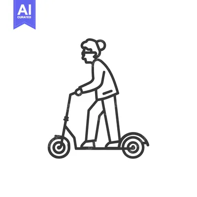 Aset premium populer: Line art illustration of a person riding a scooter