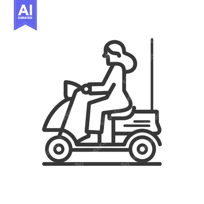 Aset premium populer: Line art illustration of a person riding a scooter