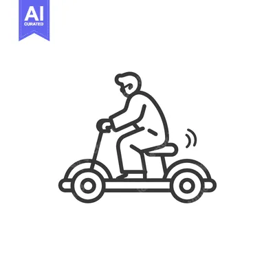 Aset premium populer: Line Art Illustration of a Person Riding a Scooter