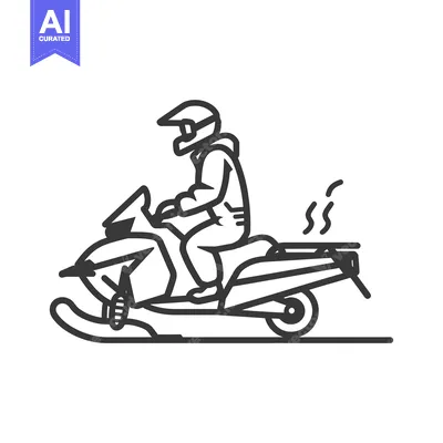Aset desain premium: Line Art Illustration of a Person Riding a Snowmobile