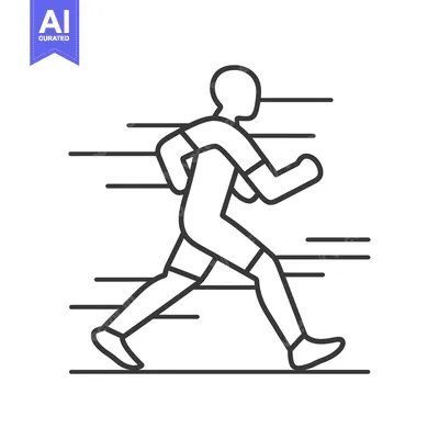 Aset desain premium: Line art illustration of a person running fast