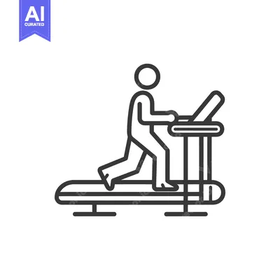 Line Art Illustration of a Person Running on a Treadmill