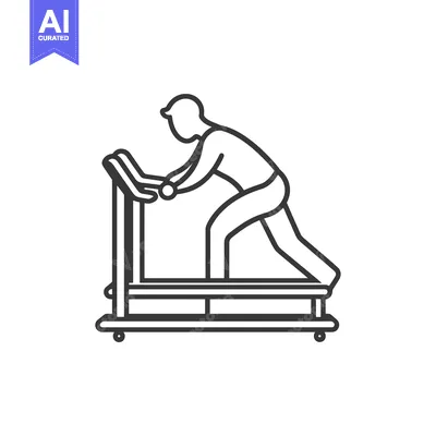 Aset desain premium: Line Art Illustration of a Person Running on a Treadmill