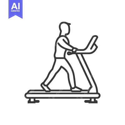 Line Art Illustration of a Person Running on a Treadmill