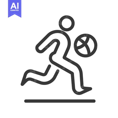 Aset premium populer: Line Art Illustration of a Person Running with a Ball