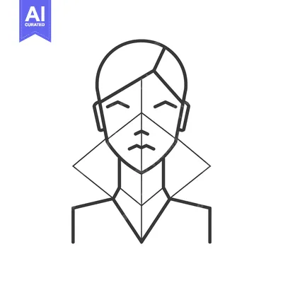 Premium design asset: Line Art Illustration of a Person's Face and Neck