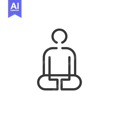 Aset desain premium: Line art illustration of a person sitting in a meditative pose