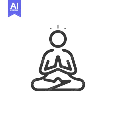 Premium design asset: Line Art Illustration of a Person Sitting in a Meditative Pose with a