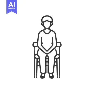 Aset premium populer: Line art illustration of a person sitting on a chair