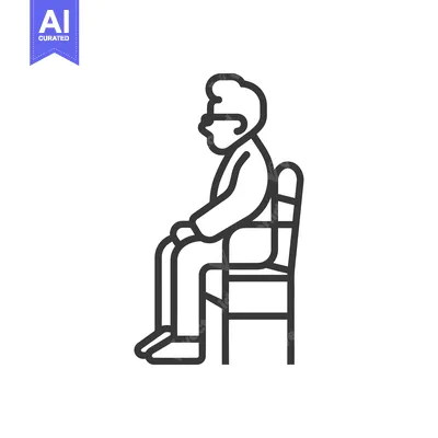 Aset premium populer: Line Art Illustration of a Person Sitting on a Chair