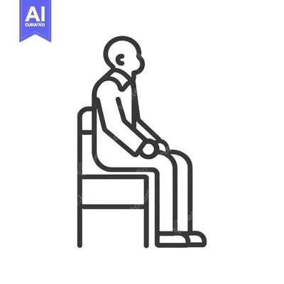 Aset premium populer: Line Art Illustration of a Person Sitting on a Chair