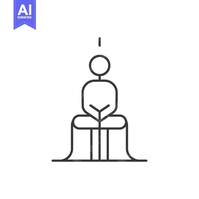Premium design asset: Line art illustration of a person sitting on a stool