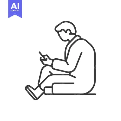 Popular premium asset: Line art illustration of a person sitting on the floor and looking at