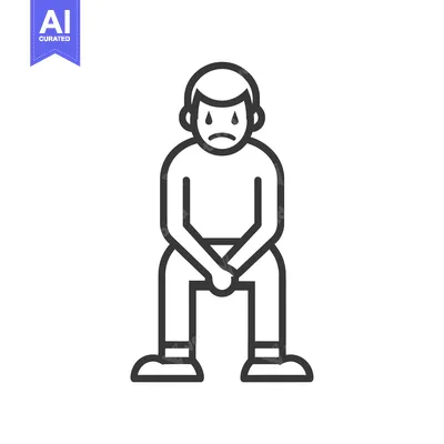 Premium design asset: Line Art Illustration of a Person Sitting with a Sad Expression and Te