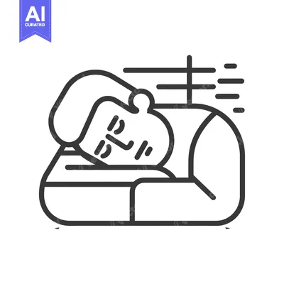 Line Art Illustration of a Person Sleeping in Bed