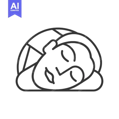 Aset desain premium: Line art illustration of a person sleeping in bed