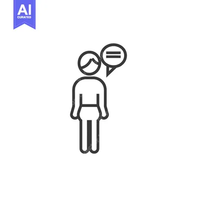 Aset premium populer: Line Art Illustration of a Person Speaking with a Speech Bubble