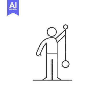 Aset desain premium: Line Art Illustration of a Person Swinging a Weighted Ball