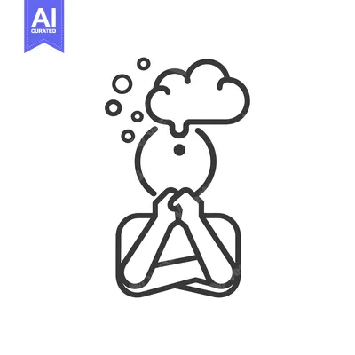 Aset premium populer: Line Art Illustration of a Person Thinking with a Cloud Above Their He