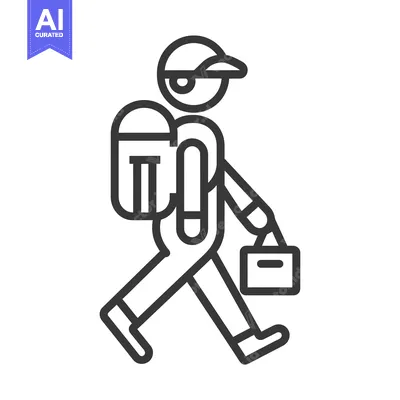 Popular premium asset: Line Art Illustration of a Person Walking with a Backpack and a Briefc