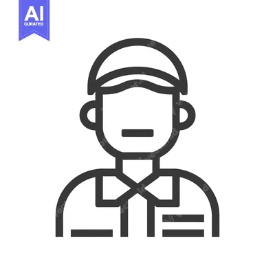 Aset premium populer: Line art illustration of a person wearing a cap and a collared shirt