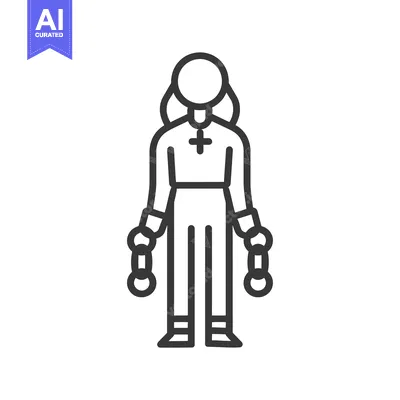 Popular premium asset: Line Art Illustration of a Person Wearing a Cross and Holding Chains