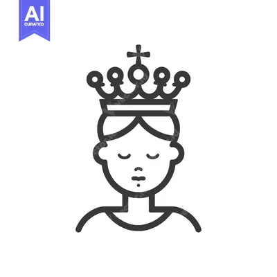 Aset desain premium: Line Art Illustration of a Person Wearing a Crown