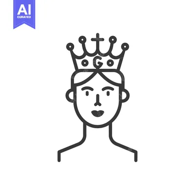 Premium design asset: Line Art Illustration of a Person Wearing a Crown with a "G" on It