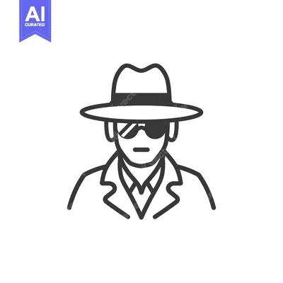 Aset desain premium: Line Art Illustration of a Person Wearing a Fedora and Sunglasses