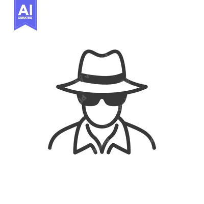 Aset desain premium: Line Art Illustration of a Person Wearing a Fedora and Sunglasses
