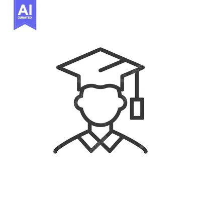 Aset premium populer: Line Art Illustration of a Person Wearing a Graduation Cap