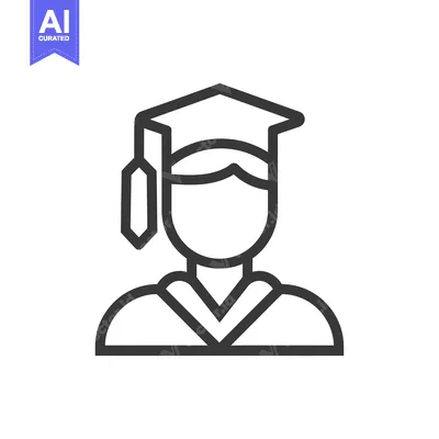 Aset desain premium: Line art illustration of a person wearing a graduation cap and gown