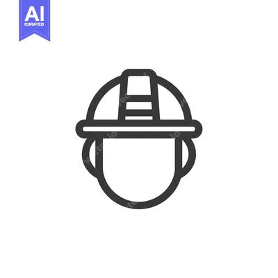Premium design asset: Line Art Illustration of a Person Wearing a Hard Hat