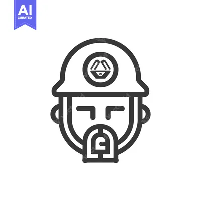 Aset premium populer: Line Art Illustration of a Person Wearing a Hard Hat and a Mask