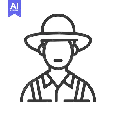 Aset premium populer: Line Art Illustration of a Person Wearing a Hat and Striped Shirt