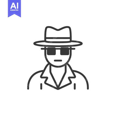 Premium design asset: Line Art Illustration of a Person Wearing a Hat, Sunglasses, and a Coa