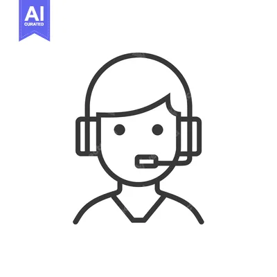 Aset premium populer: Line art illustration of a person wearing a headset