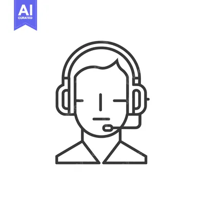 Line art illustration of a person wearing a headset