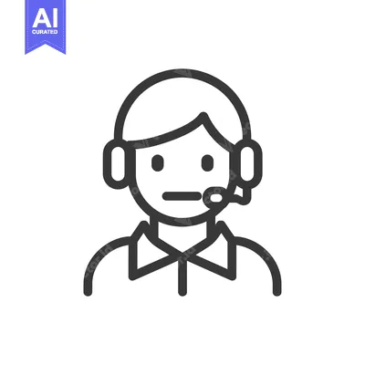 Line art illustration of a person wearing a headset