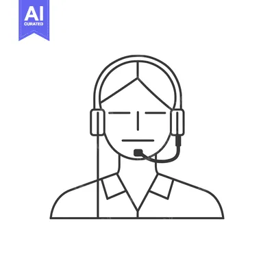 Premium design asset: Line art illustration of a person wearing a headset